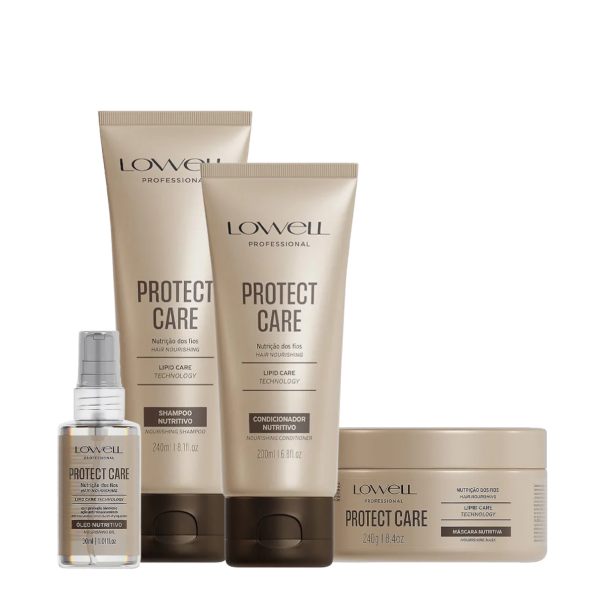 Kit Lowell Protect Care Nutritivo Home Care Oil (4 Produtos)