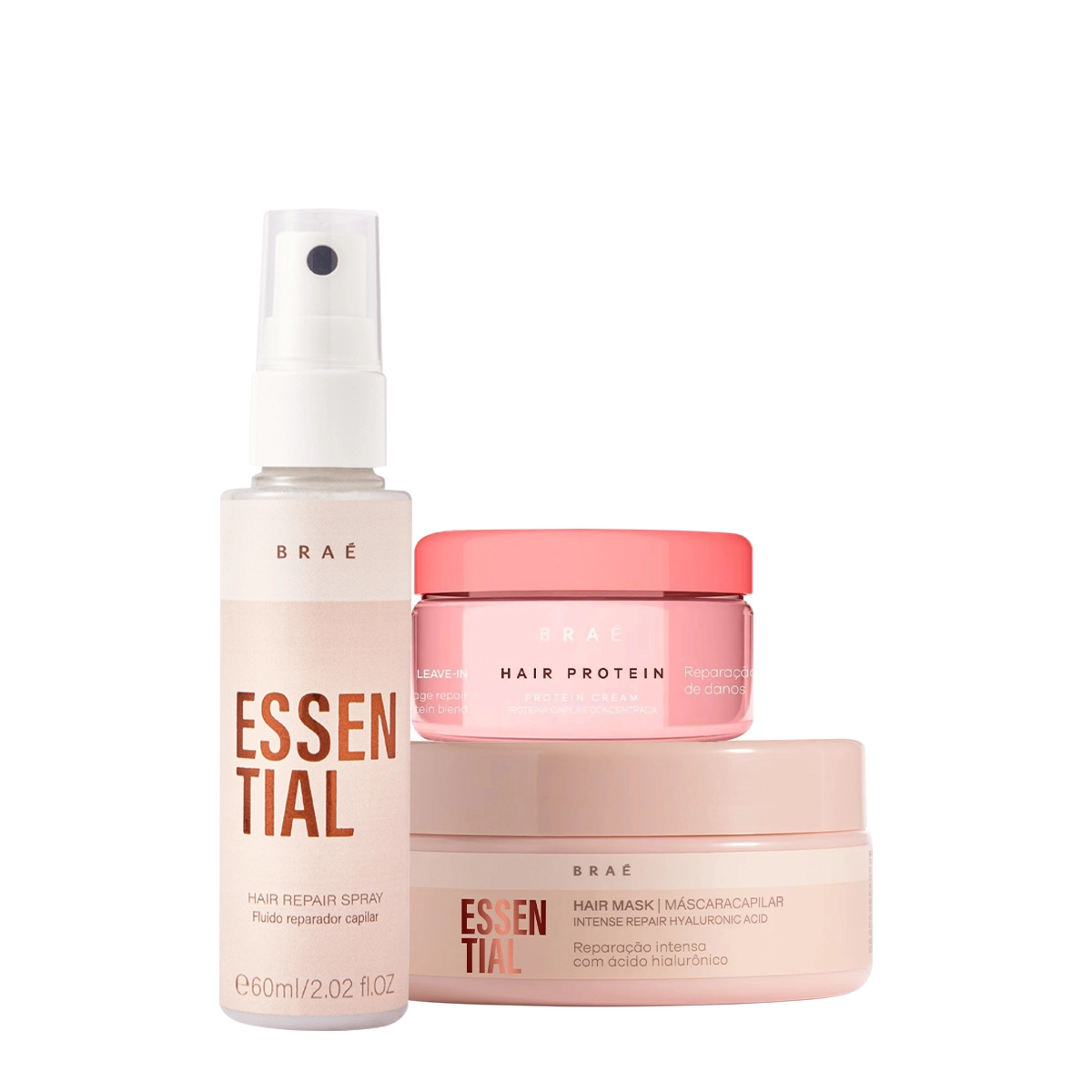 Kit Braé Hair Proteín Essential Hair Spray Mini E Máscara (3 Produtos)