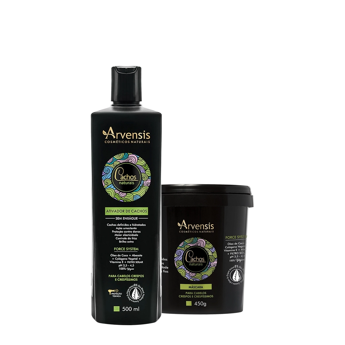 Produto Kit_Arvensis_Cachos_Naturais_Crespos_Crespissimos_Ativador_de_Cachos_G_Mascara_G_Evas_1