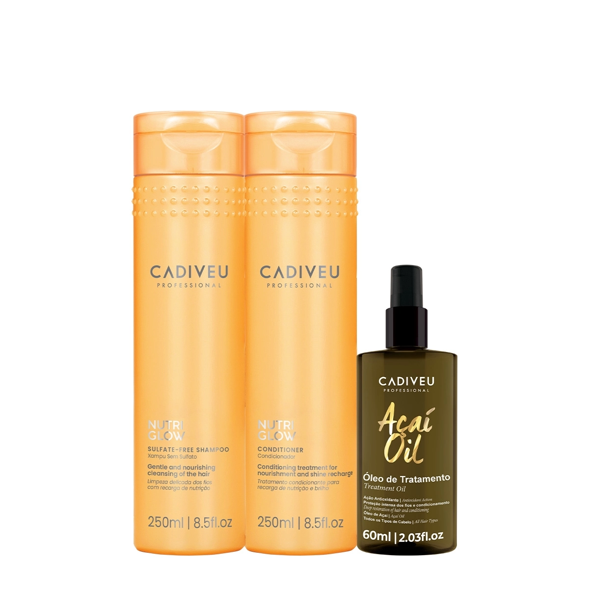 Kit Cadiveu Professional Nutri Glow Duo P E Açaí Oil 60 (3 Produtos)
