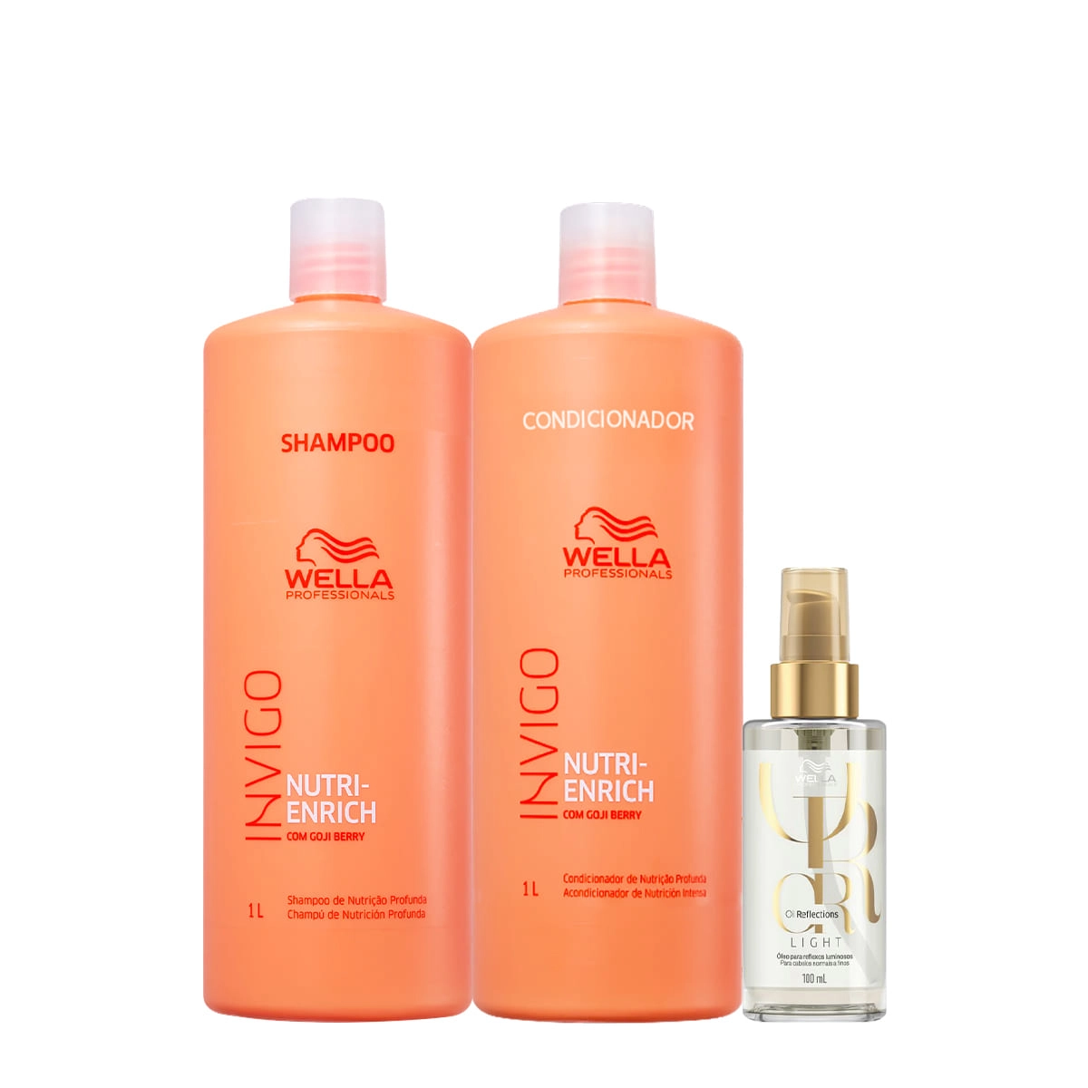 Kit Wella Professionals Invigo Nutri-Enrich Reflections Salon Oil Light (3 Produtos)