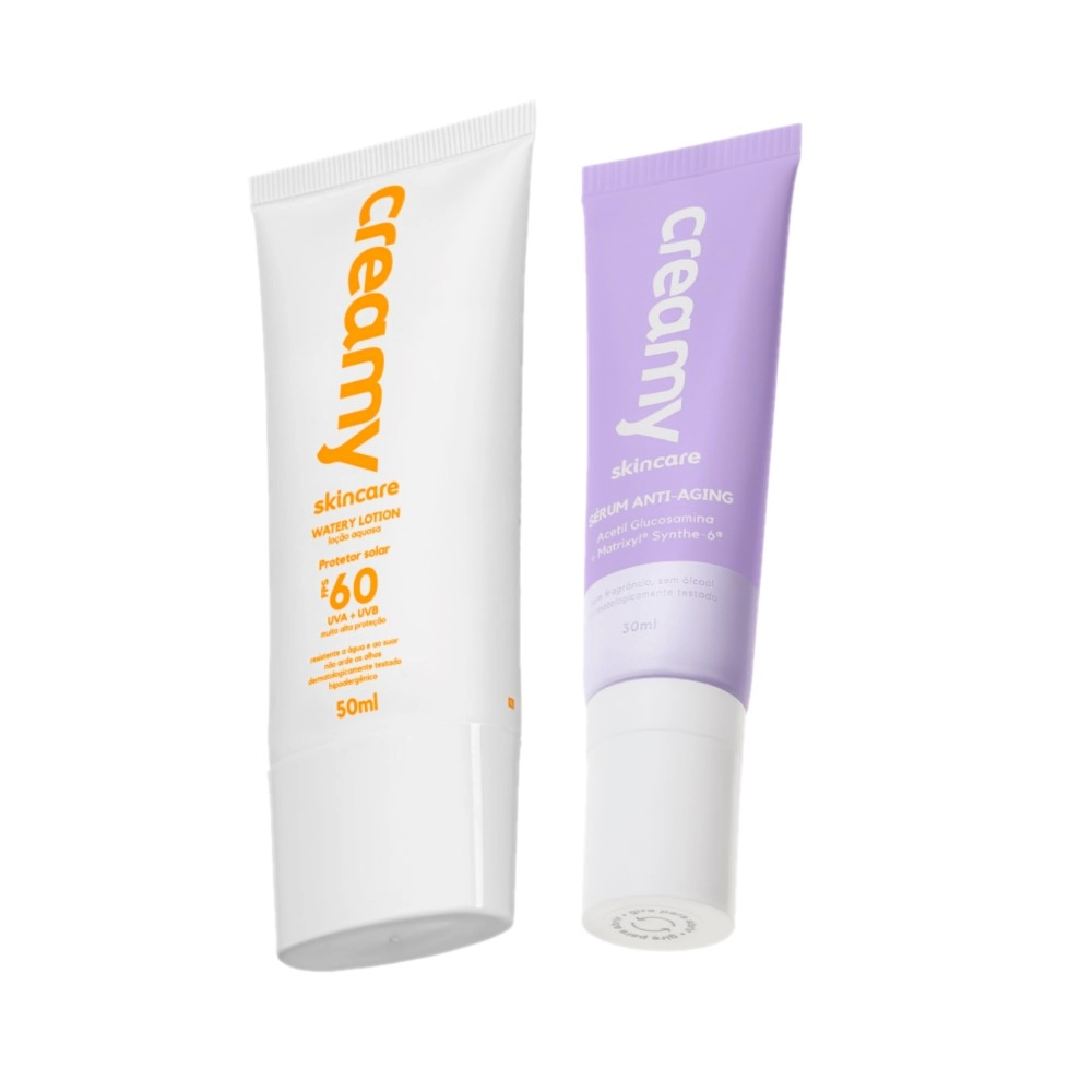 Kit Creamy Skincare Protetor Solar Facial FPS 60 Sérum (2 Produtos)