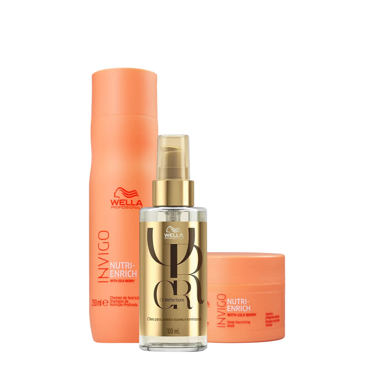 Kit Wella Professionals Invigo Nutri-Enrich Reflections Shampoo Máscara Oil 100 (3 Produtos)