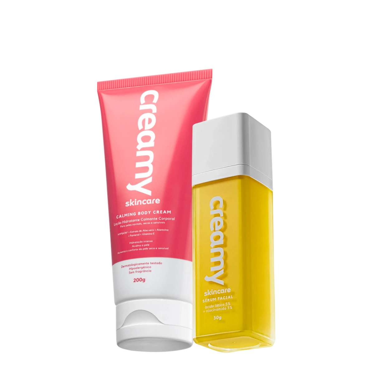 Produto Kit_Creamy_Acido_Latico_Serum_Facial_e_Calming_Body_Cream_Hidratante_Corporal_Evas_1