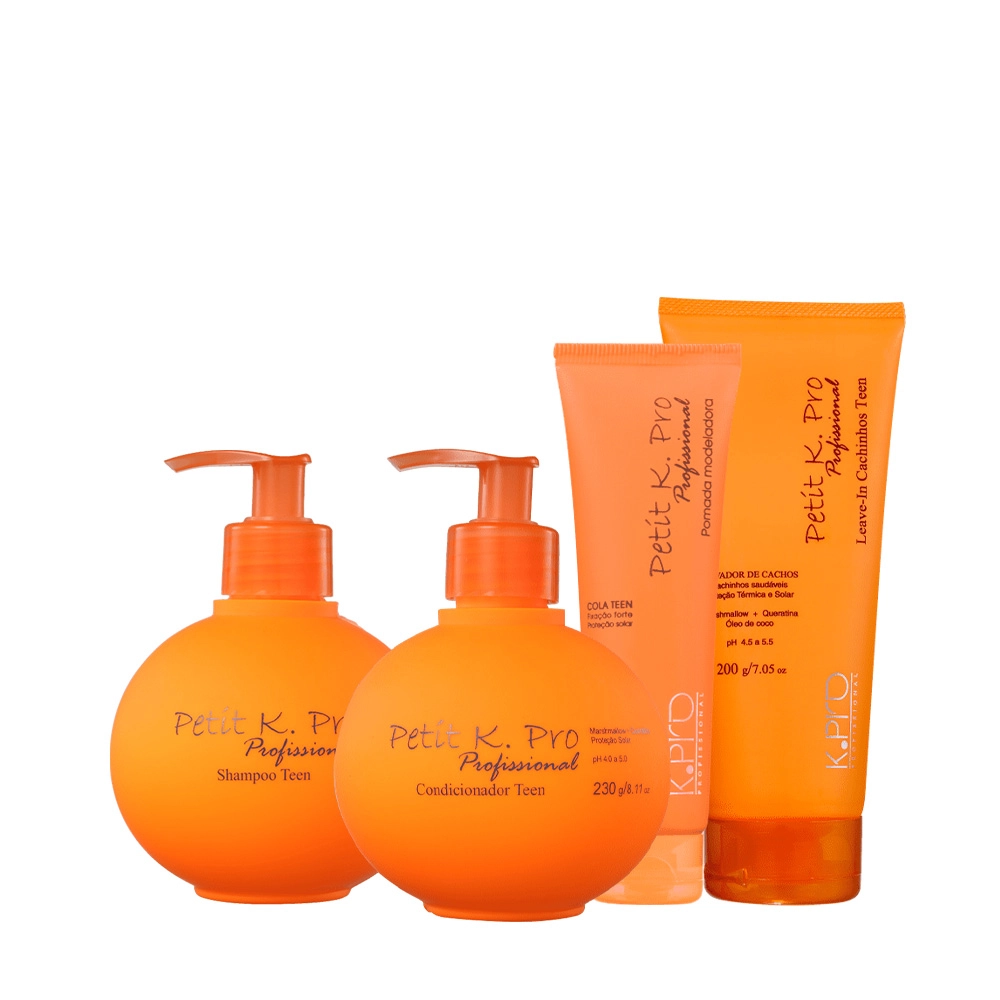 Kit K.Pro Profissional Petit Kids Shampoo Condicionador Ativador De Cachos E Pomada (4 Produtos)