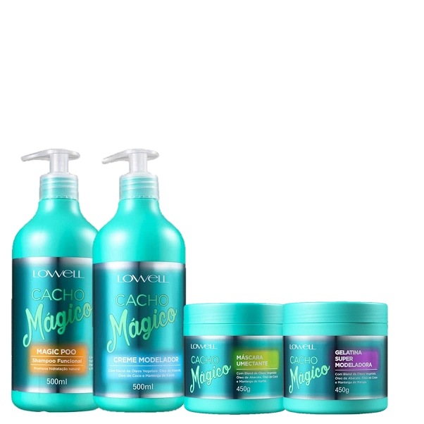 Lowell Cacho Magico Shampoo 500g Creme 500g Gelatina 450g E Mascara 450g