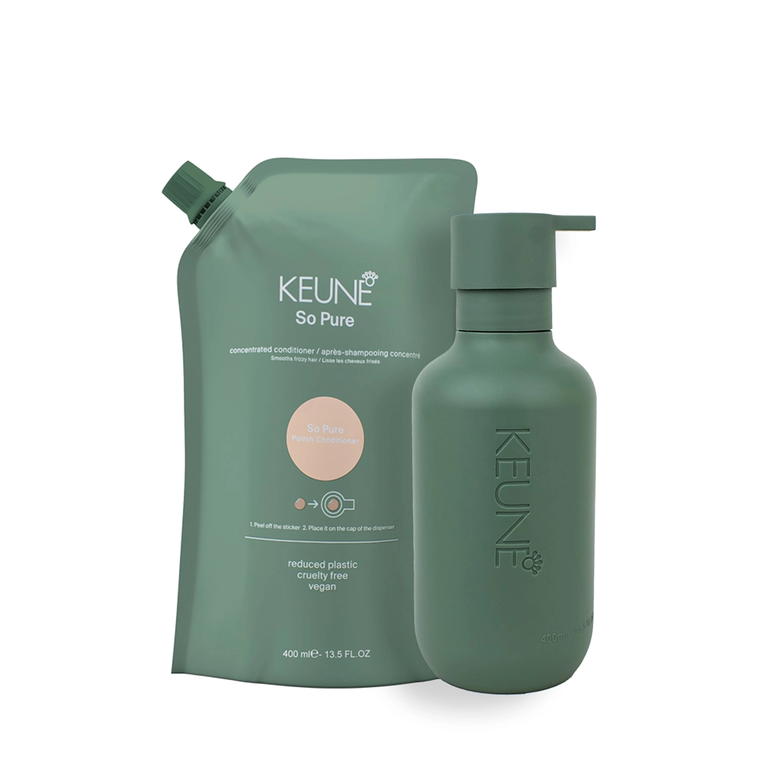 Kit Keune So Pure Polish Condicionador Refil E Dispenser Frasco (2 Produtos)