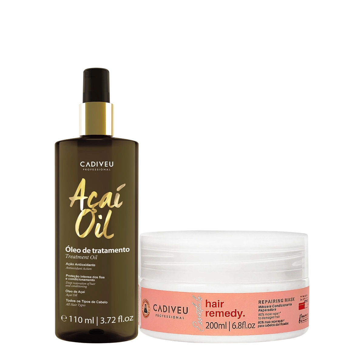 Kit Cadiveu Professional Essentials Hair Remedy Máscara E Açaí Oil 110 (2 Produtos)