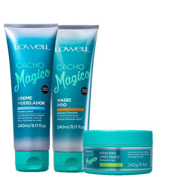Lowell Cacho Magico Shampoo 240ml Creme Modelador 240ml E Mascara 240g