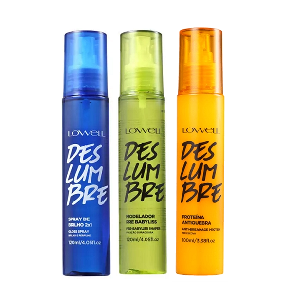 Produto Kit_Lowell_Deslumbre_Kit_Spray_Brilho_120ml_Pre_Baby_Liss_120ml_Proteina_Anti_Quebra_100ml_Evas_1