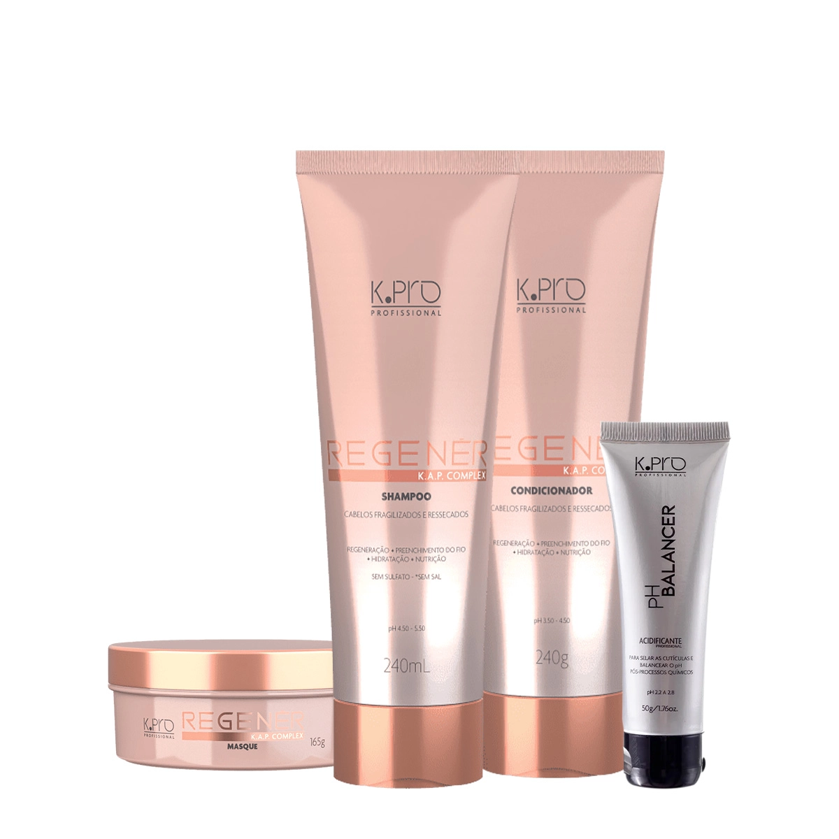 Kit K.Pro Profissional Regenér Shampoo Condicionador Máscara E Acidificante (4 Produtos)