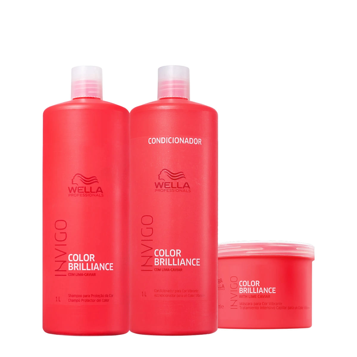 Kit Wella Professionals Invigo Color Brilliance Shampoo 1L Condicionador 1L Máscara 500ml