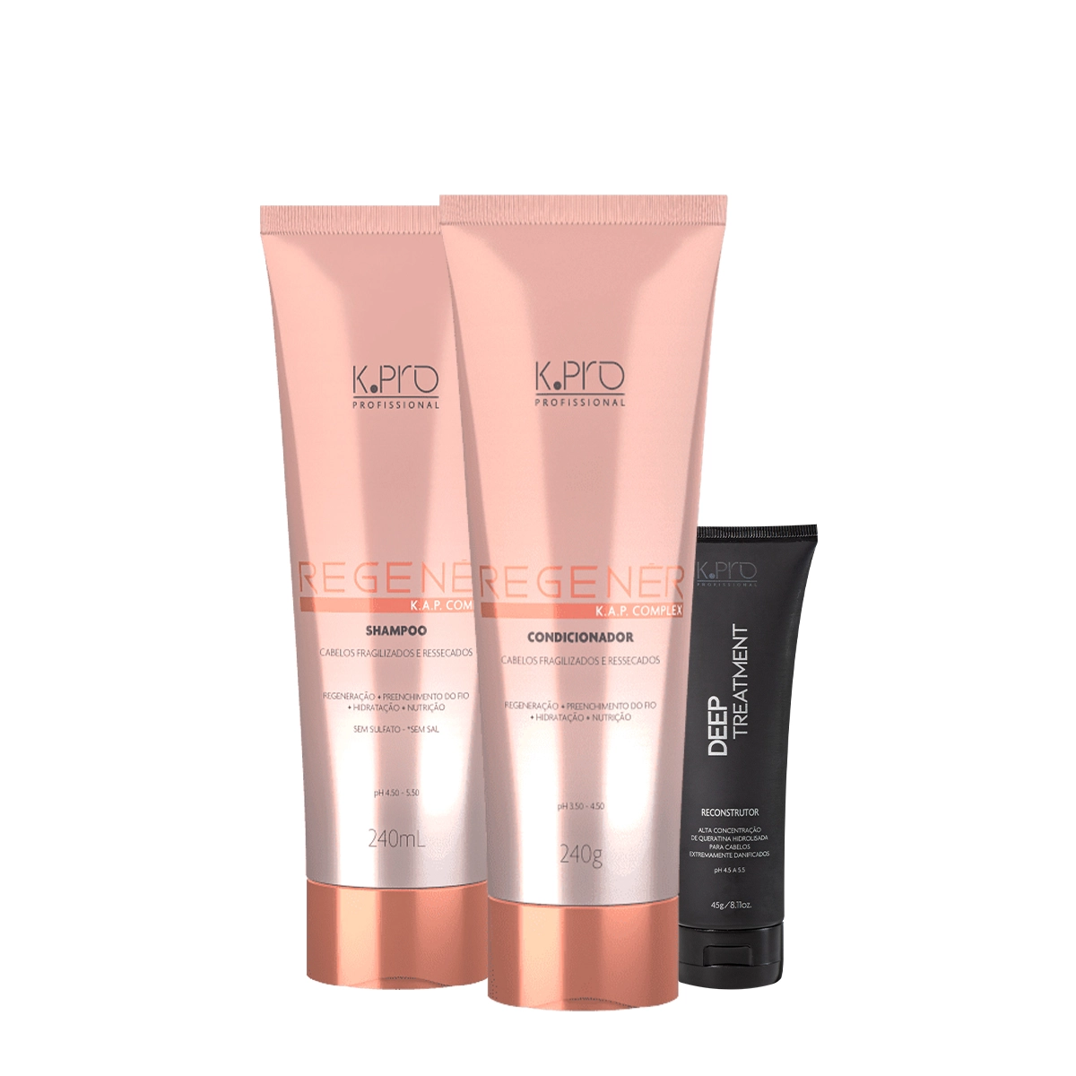 Kit K.Pro Professional Regenér Shampoo Condicionador E Tratamento Reconstrutor (3 Produtos)