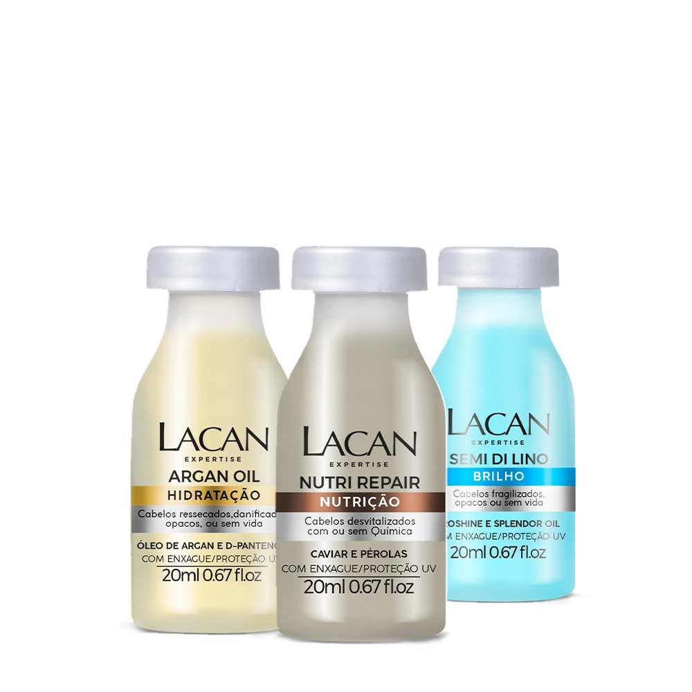 Produto Kit_Lacan_Argan_Nutri_e_Semi_di_Lino_Ampola_de_Tratamento_3_produtos_Evas_1