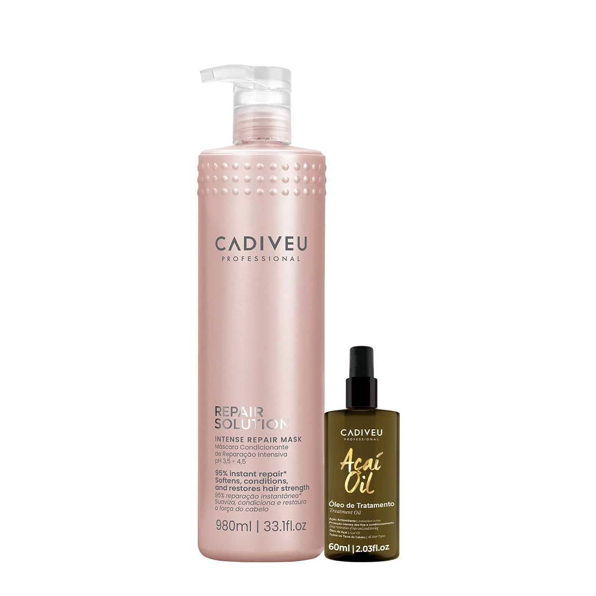Kit Cadiveu Professional Repair Solution Açaí Máscara 980 Oil 60 (2 Produtos)