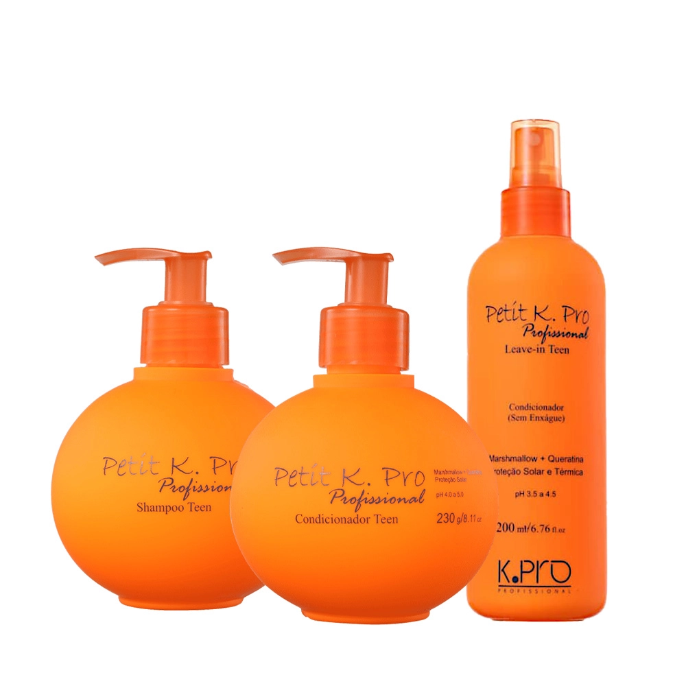 Kit K.Pro Profissional Petit Kids Shampoo Condicionador E Leave-in (3 Produtos)