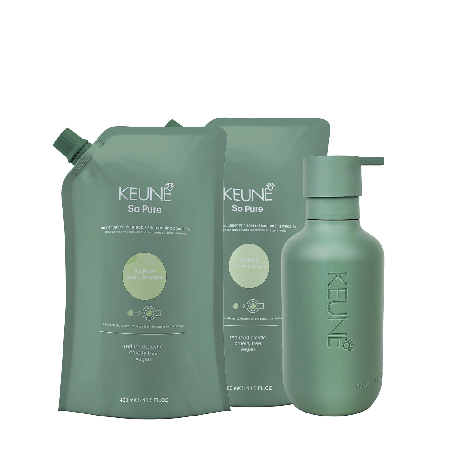 Kit Keune So Pure Clarify Refil Duo E Dispenser Frasco (3 Produtos)