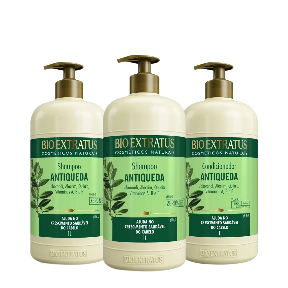 Kit Bio Extratus Jaborandi Antiqueda Shampoo Litro Extra E Condicionador (3 Produtos)