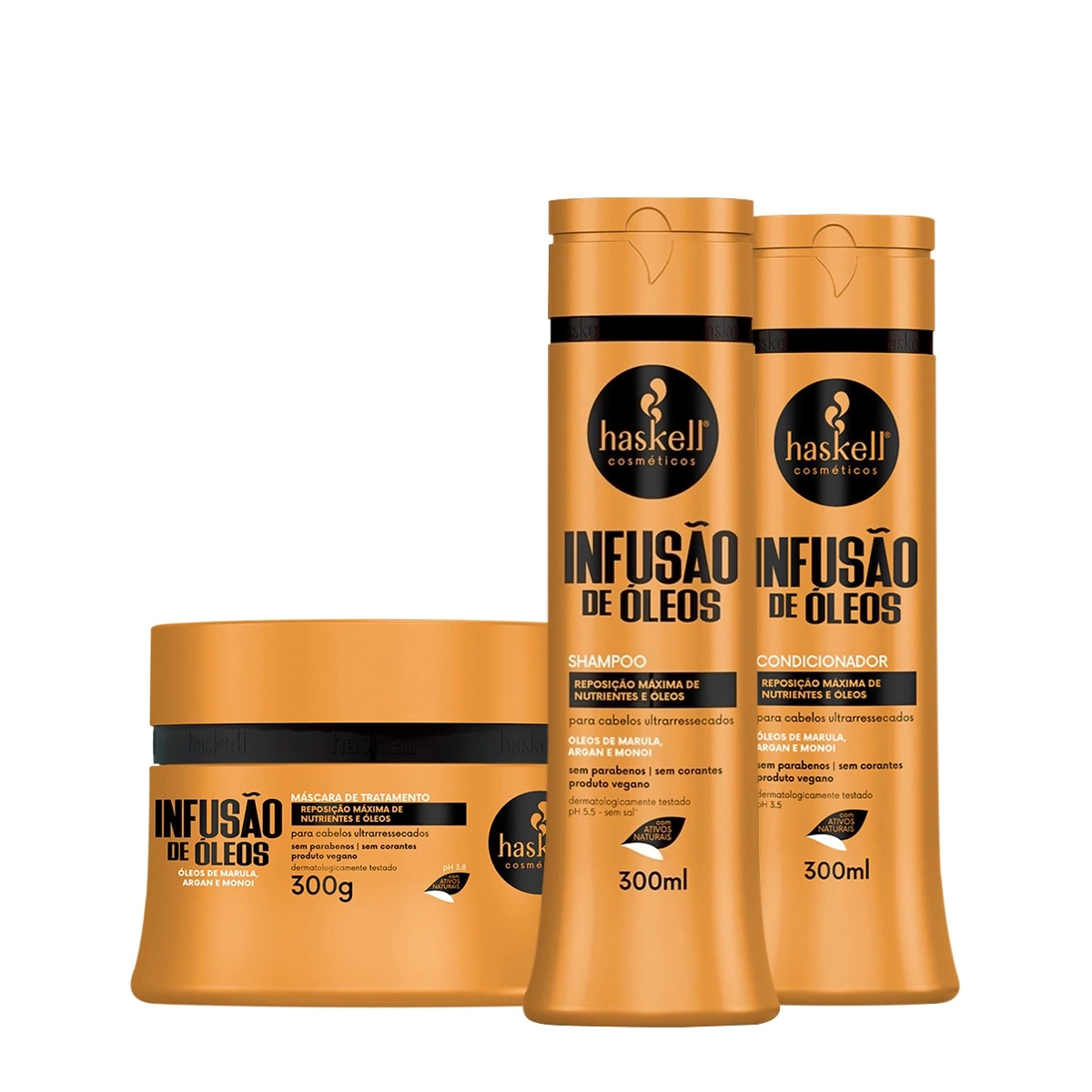 Kit Haskell Infusão De Óleos Shampoo Condicionador E Máscara (3 Produtos)