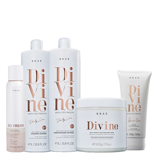 Braé Divine Duo 1L Mascara 500g Leave-in 200g E So Fresh 150ml