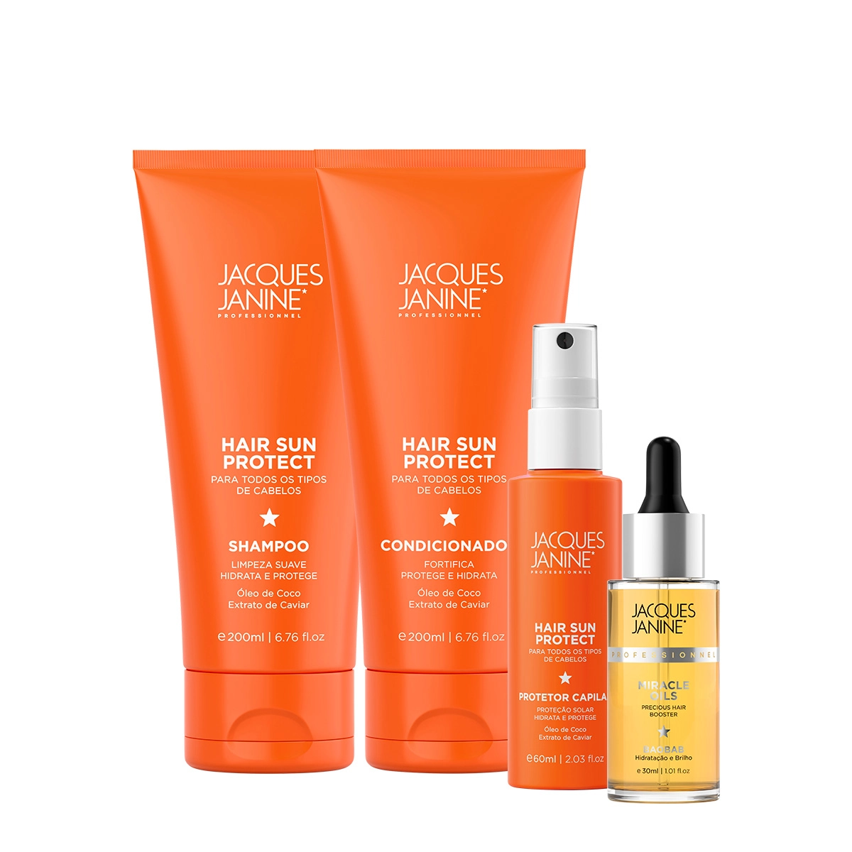 Produto Kit_Jacques_Janine_Hair_Sun_Protect_Shampoo_Condicionador_Spray_Capilar_e_Miracle_Oils_Baobab_Evas_1