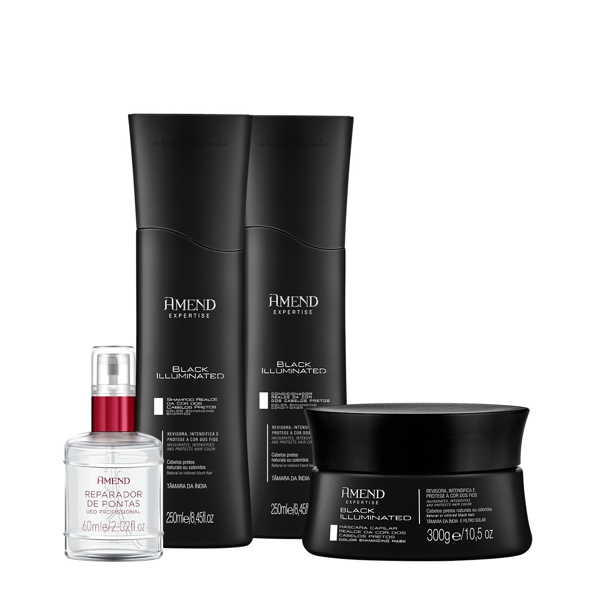 Produto Kit_Amend_Expertise_Realce_da_Cor_Black_Illuminated_Shampoo_Condicionador_Mascara_e_Oleo_Reparador_de_Pontas_Evas_1
