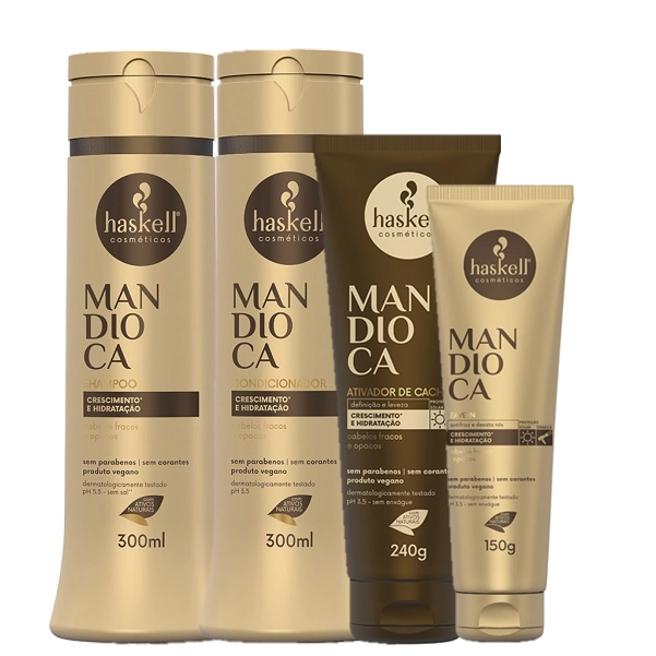 Haskell Mandioca Duo 300ml Leave-in 150g E Ativador De Cachos 240g