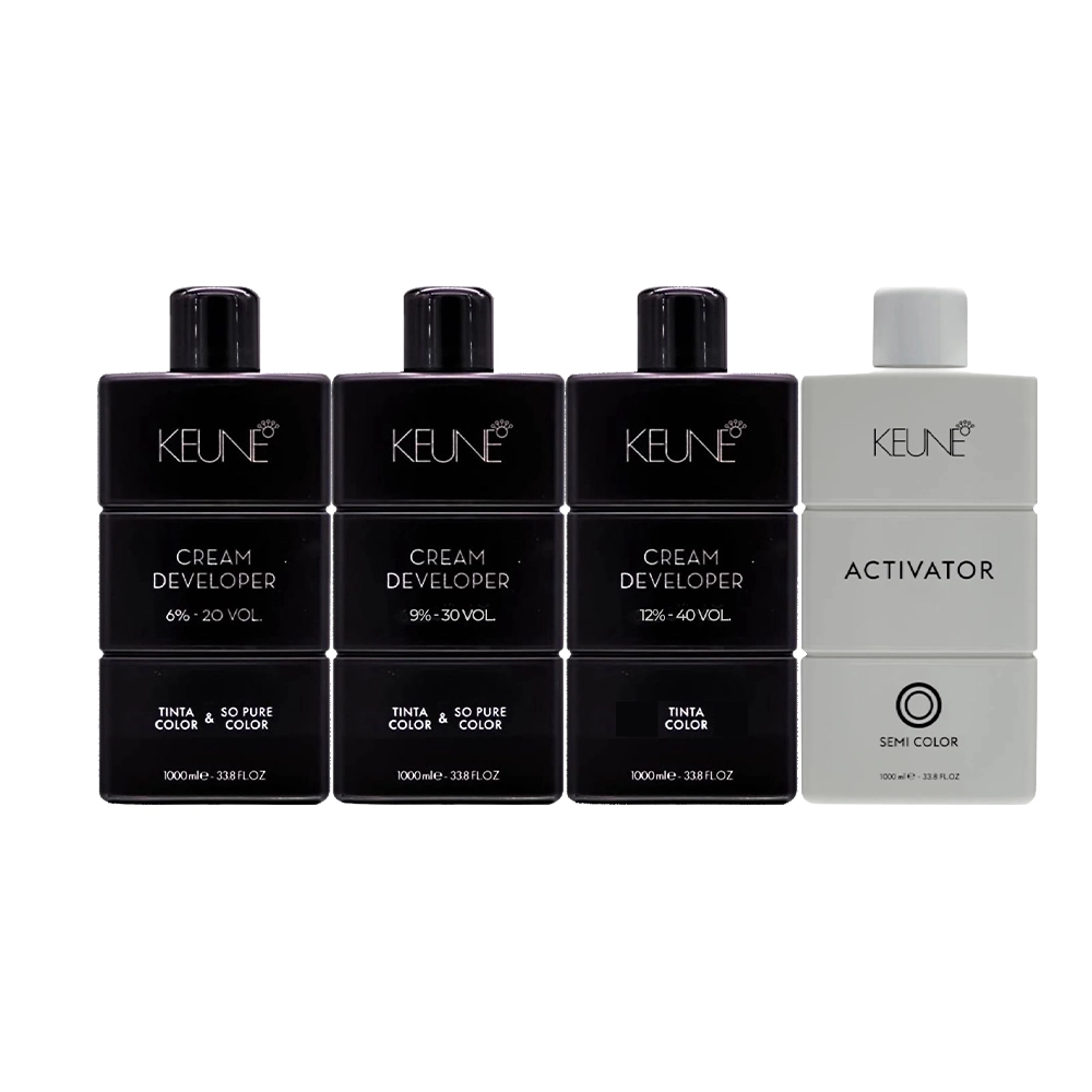 Kit Keune Tinta Pure Semi Color Activator 6% 20V + 9% 30V + 12% 40V 1L (4 Produtos)