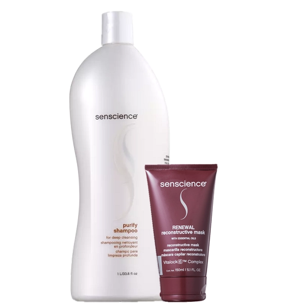 Senscience Purify Shampoo Antirresíduo 1L E Renewal Mask 150ml