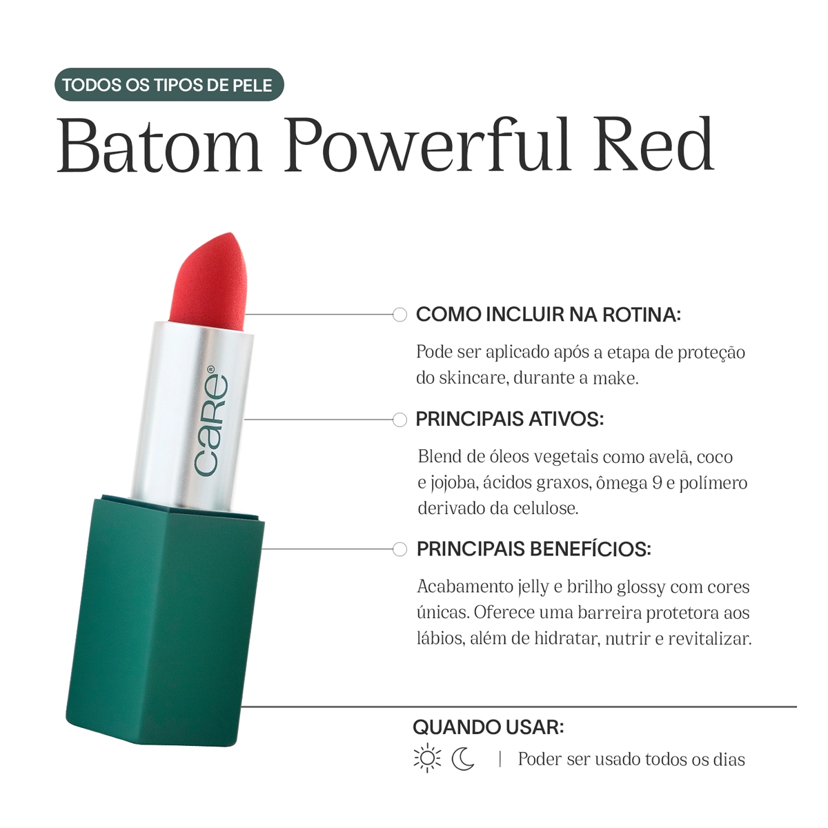 Produto Kit_Care_Natural_Beauty_Mascara_de_Cilios_Lapis_para_Olhos_Batom_Poweful_Red_Evas_4