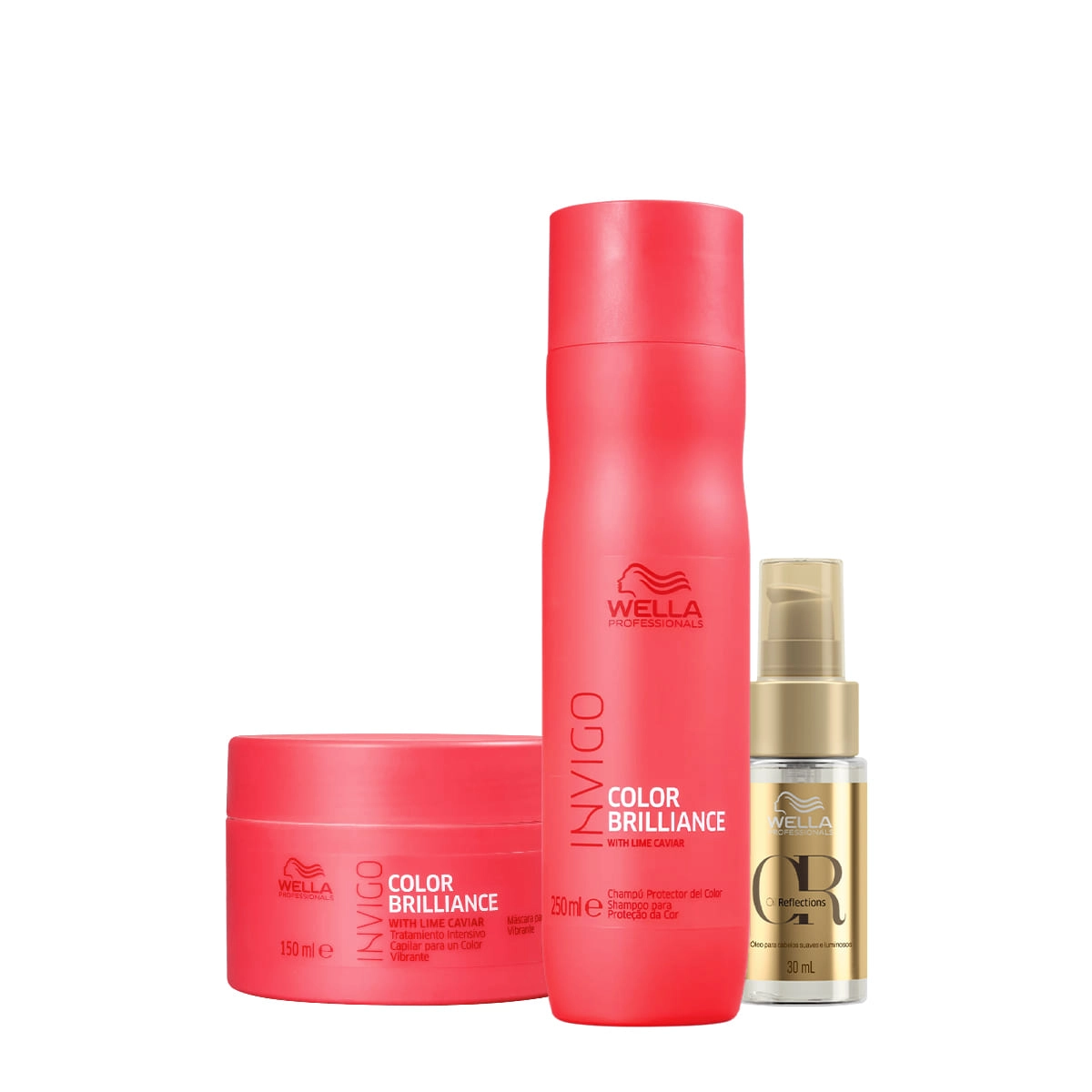 Kit Wella Professionals Invigo Brilliance Reflections Shampoo Máscara Oil (3 Produtos)