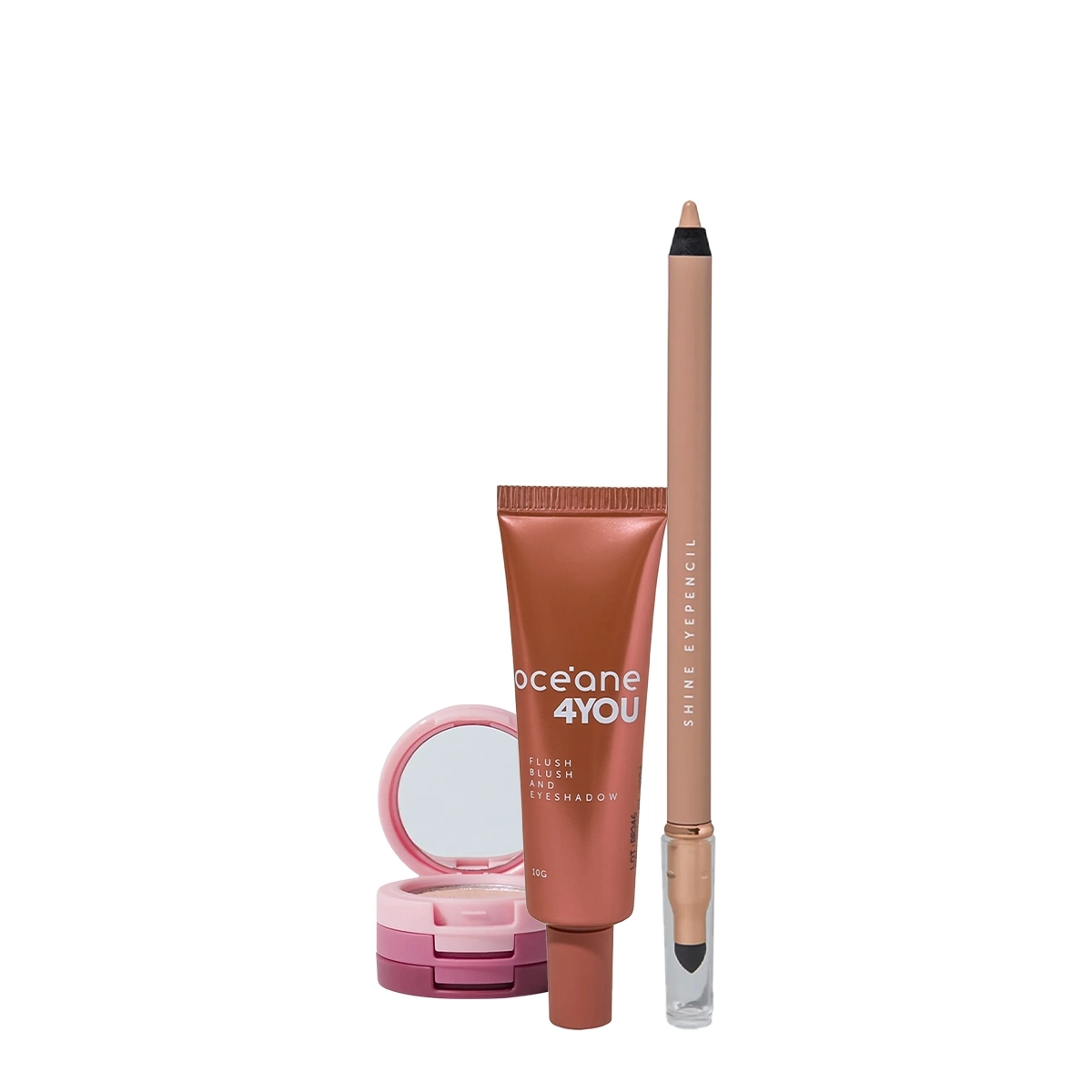 Kit Océane 4you Sombra Rose Sparkle Flush Bright Cherry E Lápis Para Olhos (3 Produtos)