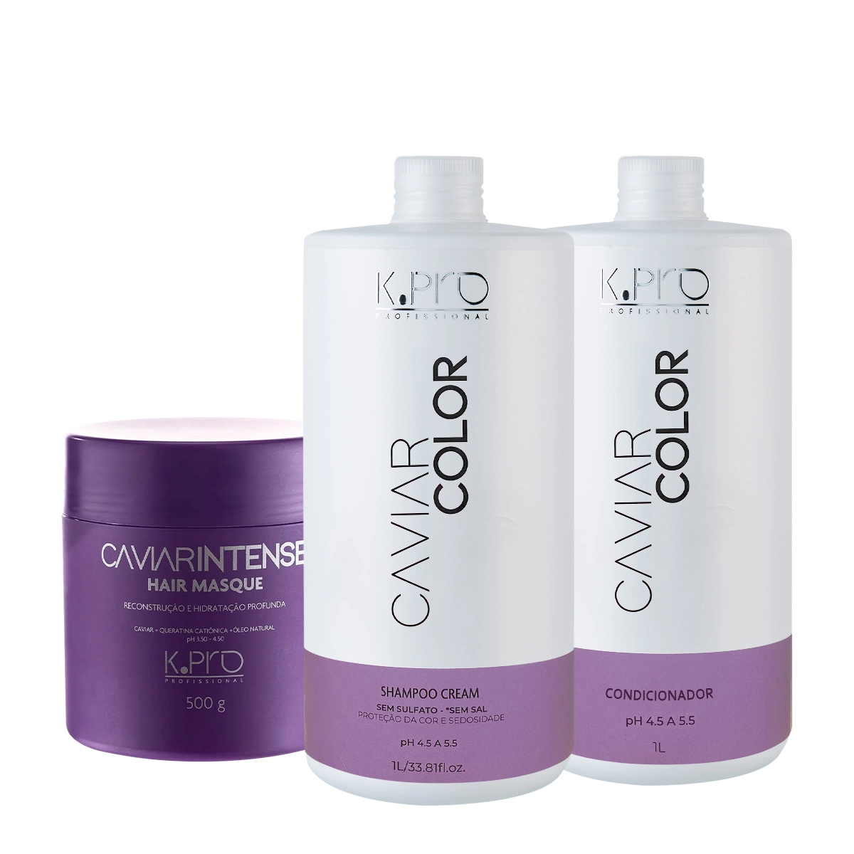 Kit K.Pro Professional Caviar Color Shampoo Condicionador E Máscara (3 Produtos)