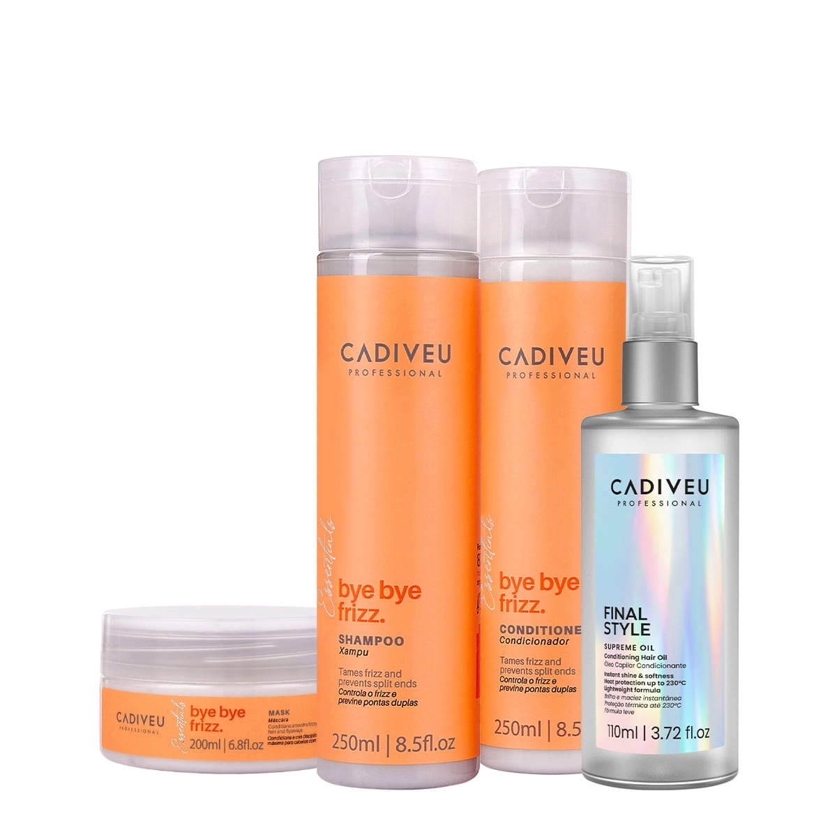 Kit Cadiveu Professional Bye Bye Frizz Home Care E Final Style Oil G (4 Produtos)
