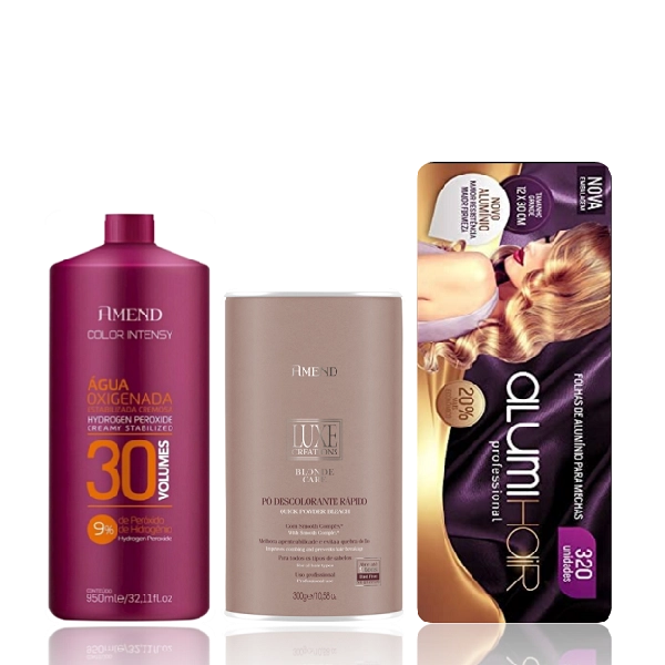 Amend Color Intense OX 30V 950ml Luxe Creations Pó Descolorante 300g E Alumi Hair 320un