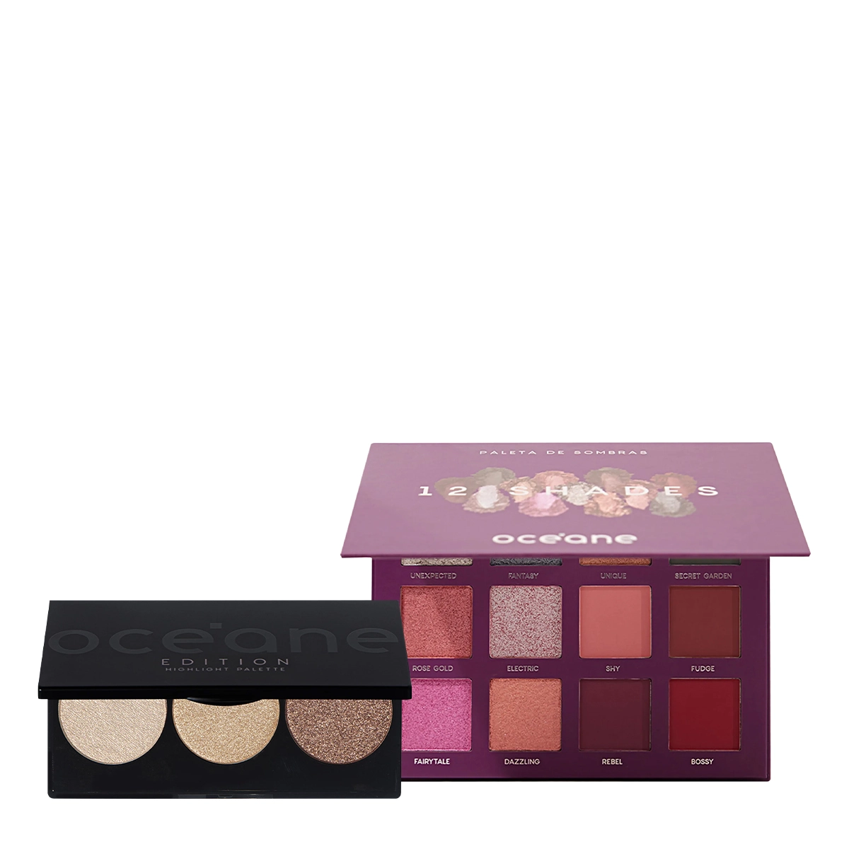 Produto Kit_Oceane_Edition_Highlight_Purple_12_Shades_Paleta_Iluminador_2_produtos_Evas_1
