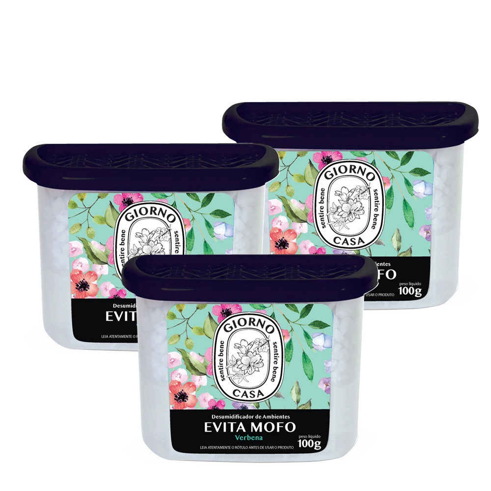 Kit Giorno Casa Sentire Bene Evita Mofo Verbena - Desumidificador De Ambientes 100g (3 Unidades)