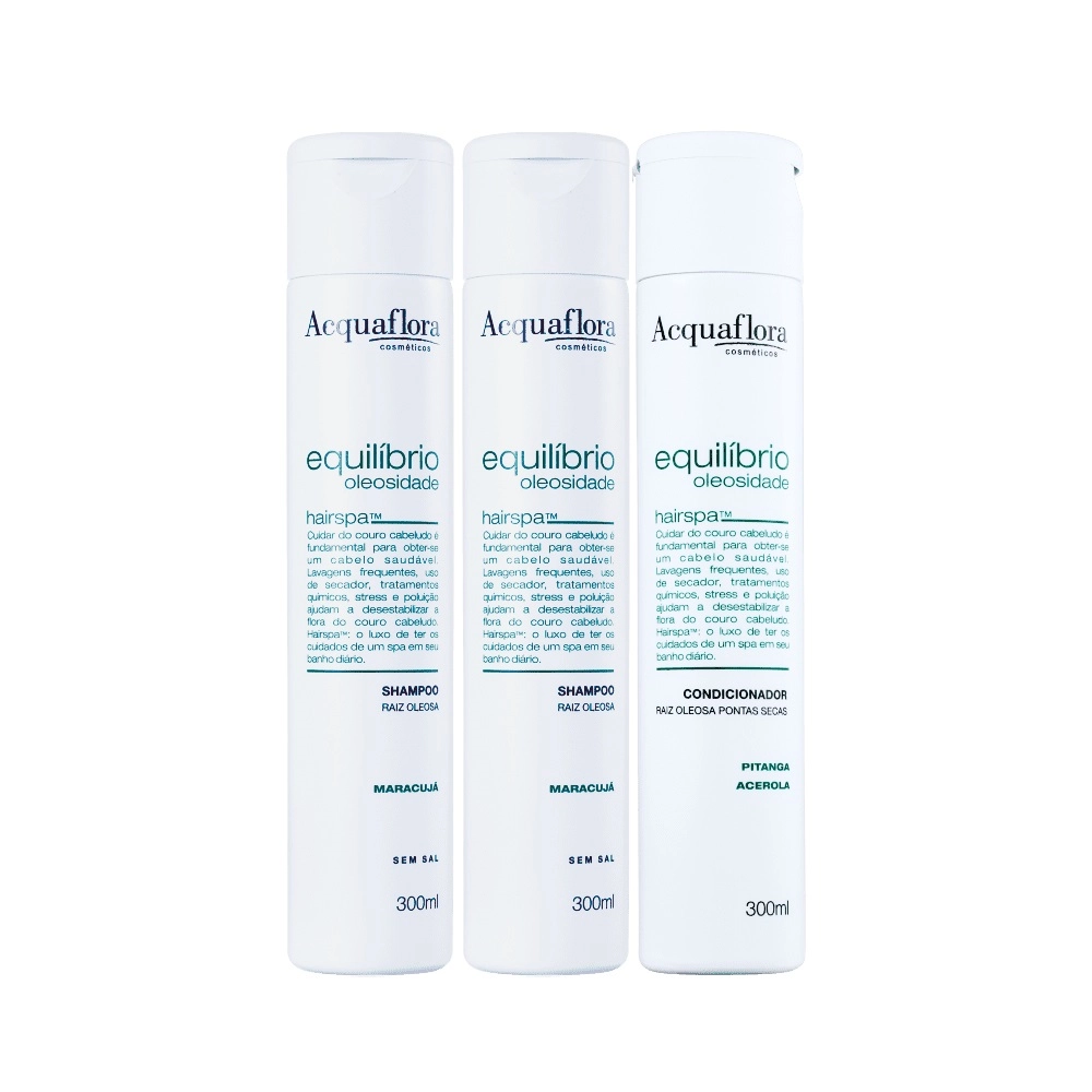 Kit Acquaflora Equilíbrio Oleosidade Shampoo Extra (3 Produtos)