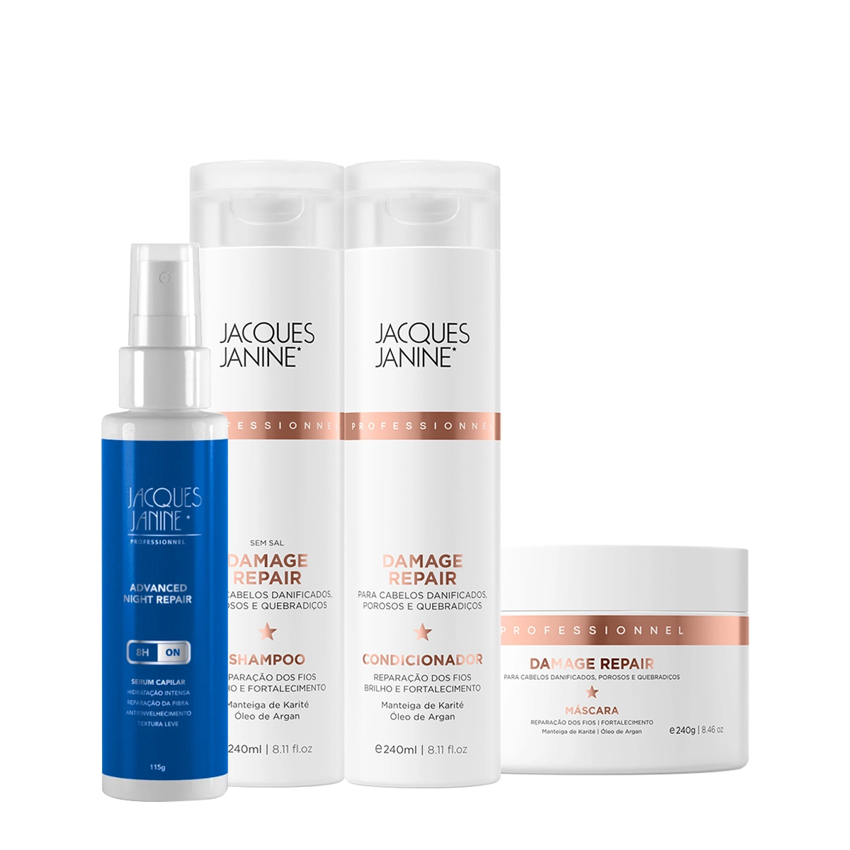 Produto Kit_Jacques_Janine_Damage_Repair_Shampoo_Condicionador_Mascara_e_Night_Serum_Evas_1