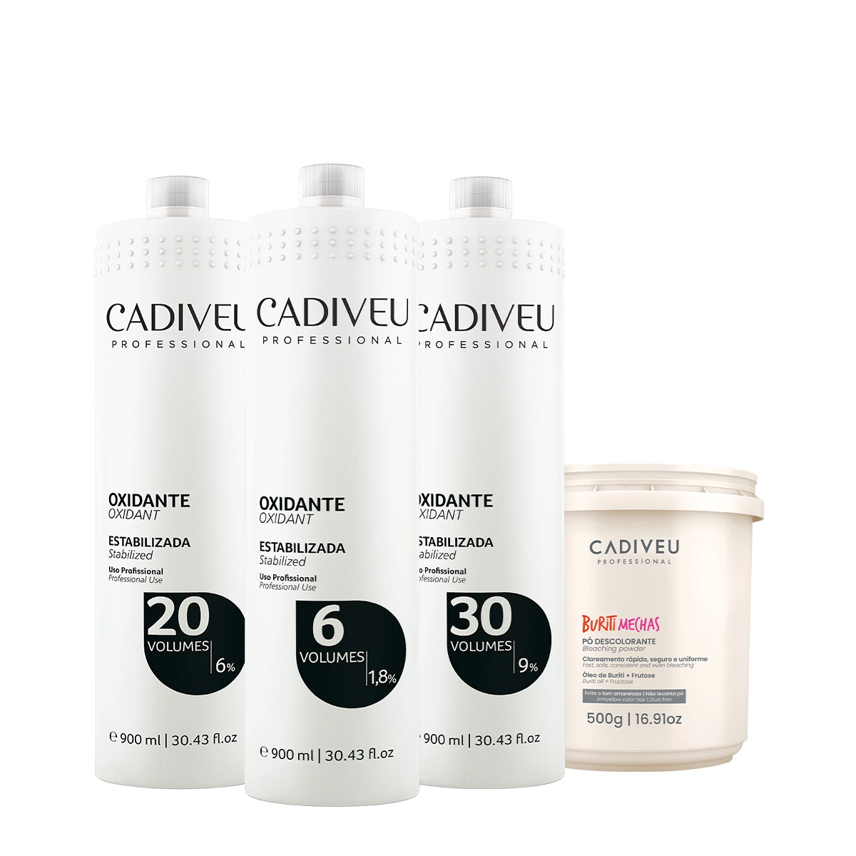 Kit Cadiveu Professional Oxidante 6V, 20V,30V E Pó Descolorante (4 Produtos)