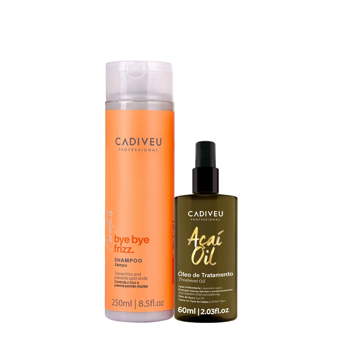 Kit Cadiveu Professional Essentials Bye Bye Frizz Shampoo E Açaí Oil 60 (2 Produtos)