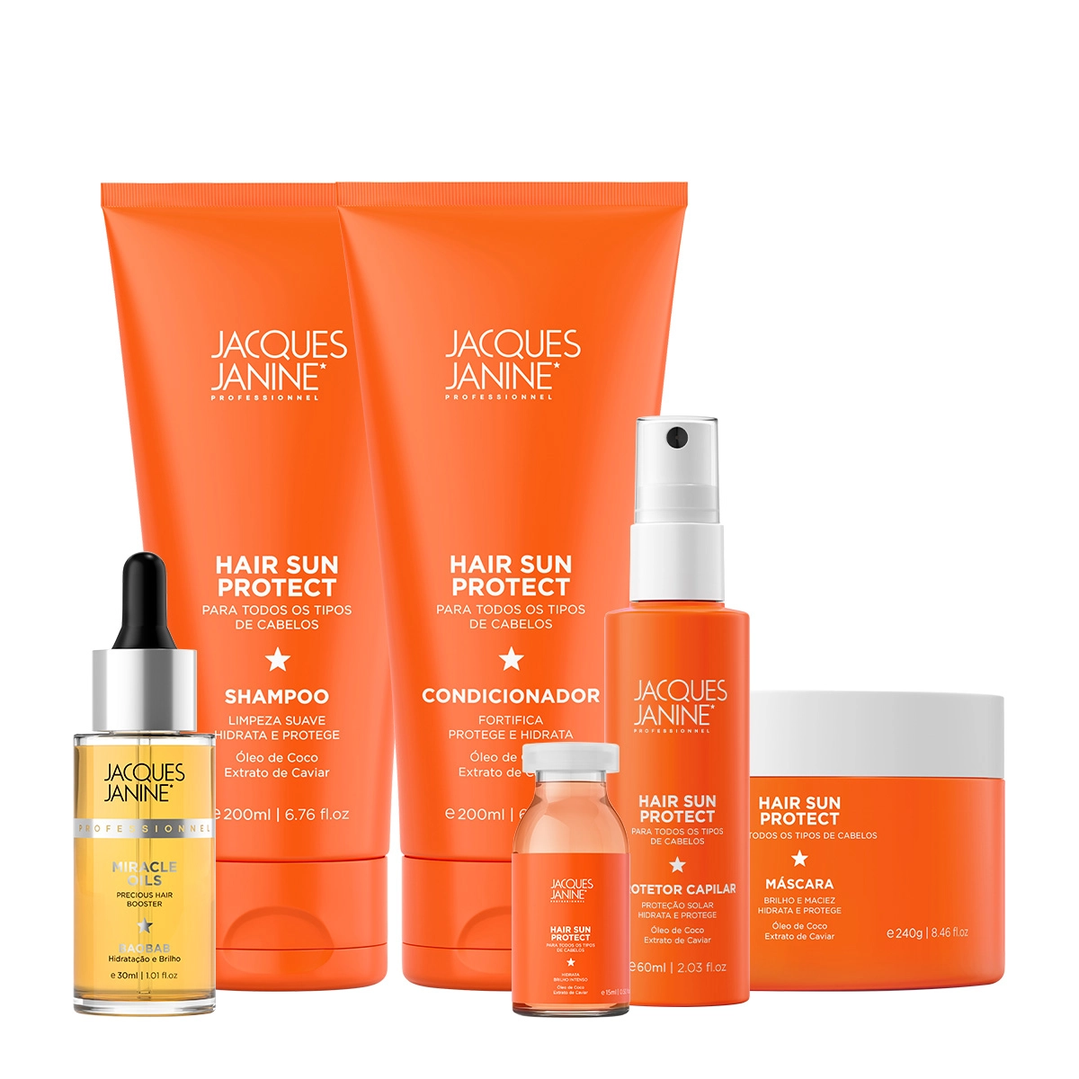 Produto Kit_Jacques_Janine_Hair_Sun_Protect_Shampoo_Condicionador_Mascara_Ampola_Spray_Capilar_e_Miracle_Oils_Baobab_Evas_1