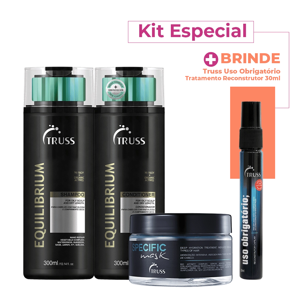 Produto Kit_Truss_Equilibrium_Specific_Uso_Obrigatorio_Shampoo_Condicionador_Mascara_Tratamento_Reconstrutor_Evas_1