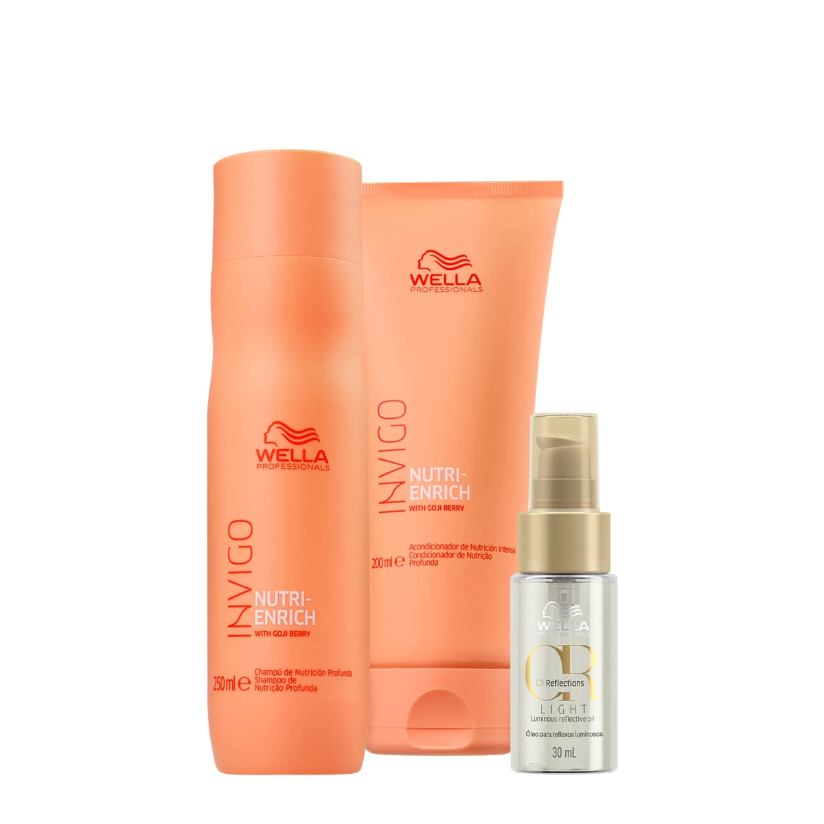 Kit Wella Professionals Invigo Nutri-Enrich Reflections Duo Oil Light 30 (3 Produtos)