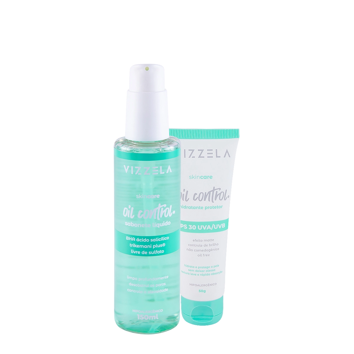 Kit Vizzela Oil Control FPS30 Sabonete Hidratante Facial (2 Produtos)