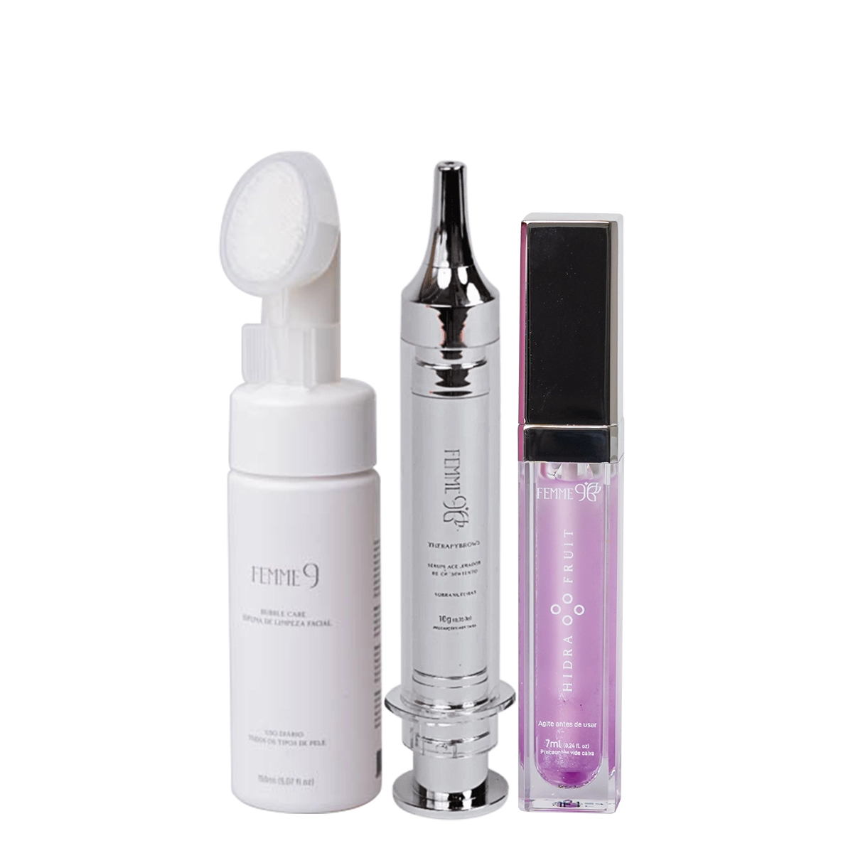 Kit Femme9 Espuma De Limpeza Sérum Acelerador E Hidra Gloss Tutti Frutti (3 Produtos)
