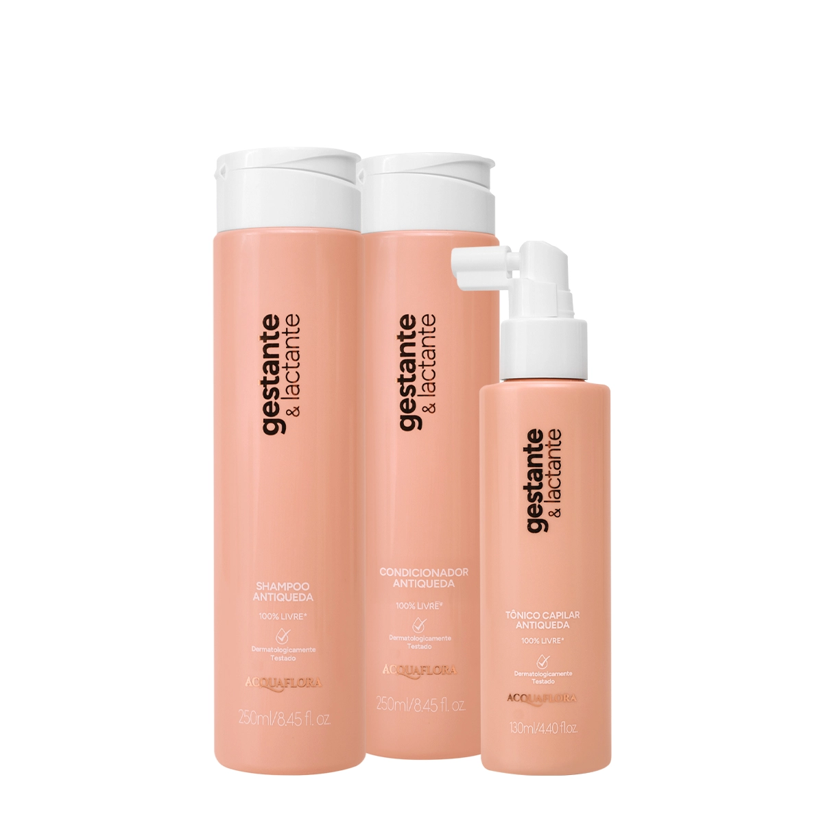 Kit Antiqueda Gestante E Lactante Acquaflora Duo Tônico Shampoo Condicionador E Tônico 630ml