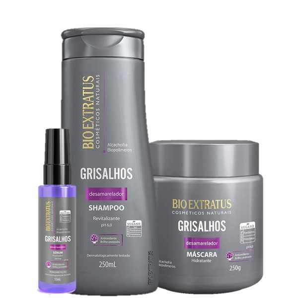 Bio Extratus Grisalhos Kit Mascara Capilar Shampoo E Serum