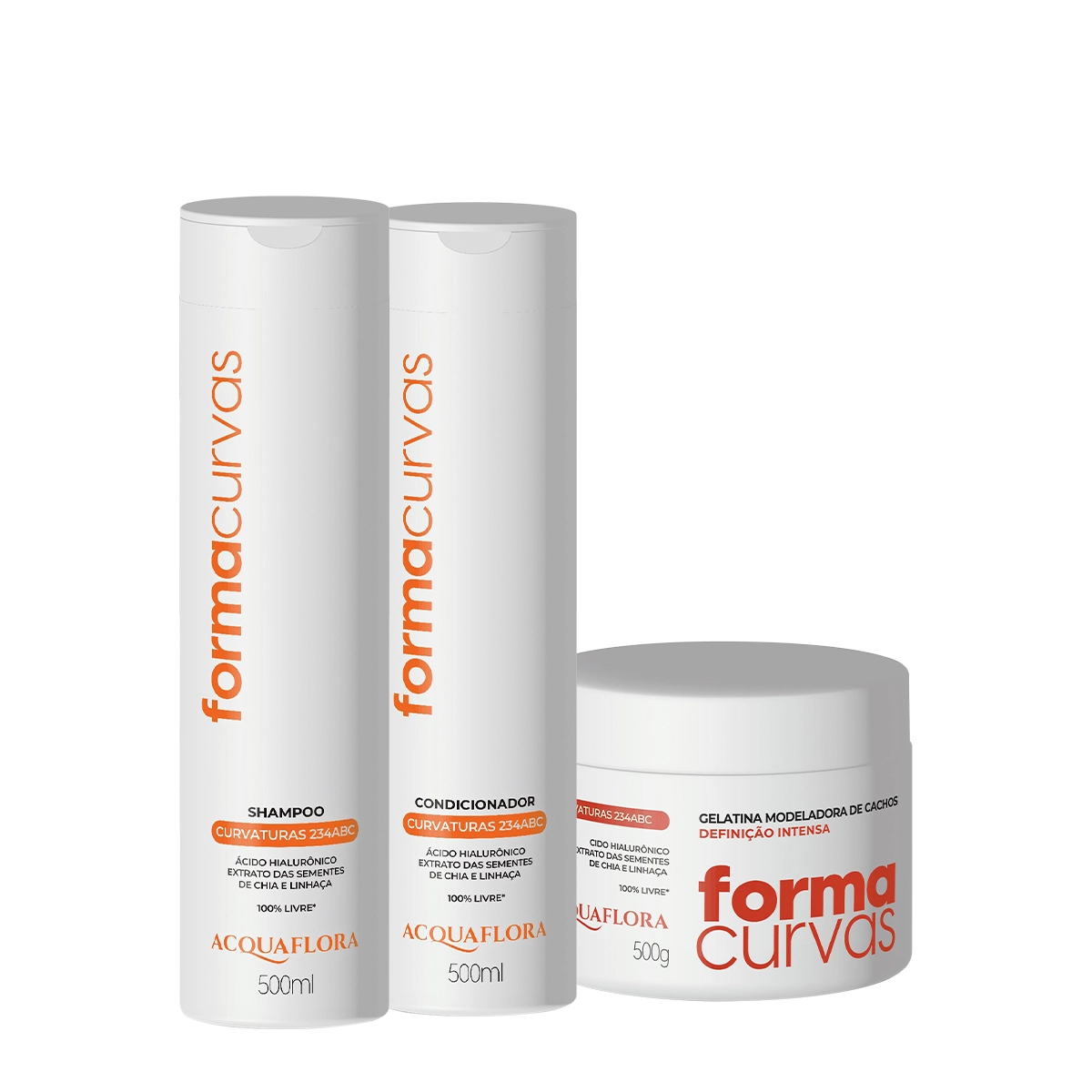 Kit Acquaflora Forma Curvas Shampoo Condicionador E Gelatina Intensa (3 Produtos)