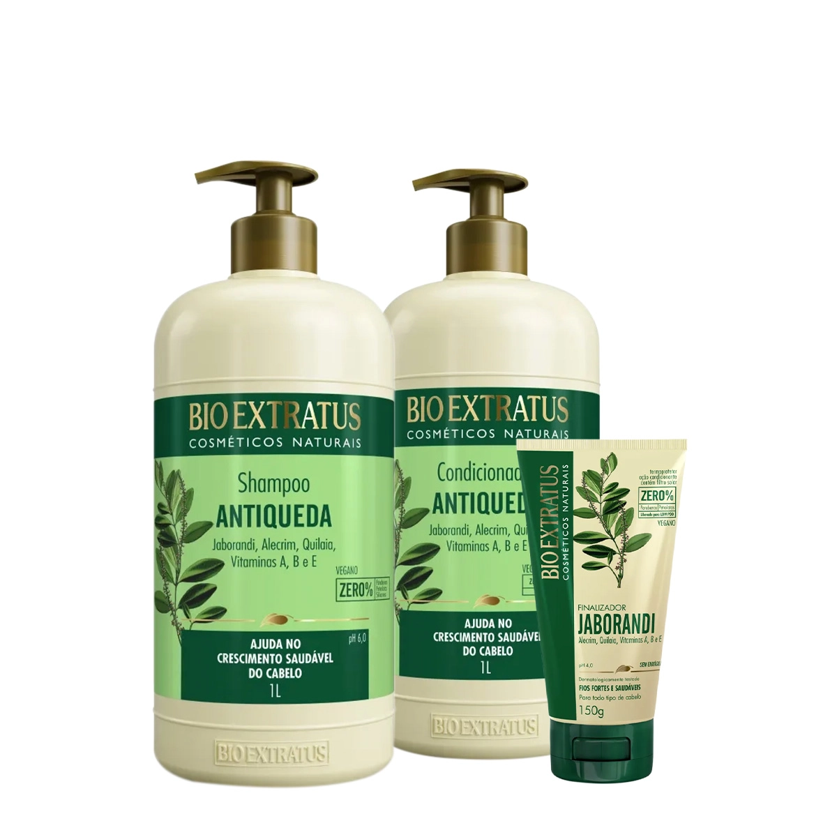 Kit Bio Extratus Jaborandi Antiqueda Shampoo Litro Condicionador E Finalizador (3 Produtos)